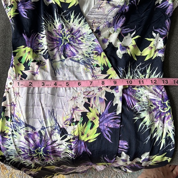 Just Cavalli Floral Print Long Sleeved Dress with Self Belt Sz M EUC - Picture 15 of 16